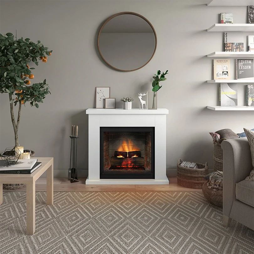 Chimenea eléctrica Tagu Frode powerflame 2 color blanco