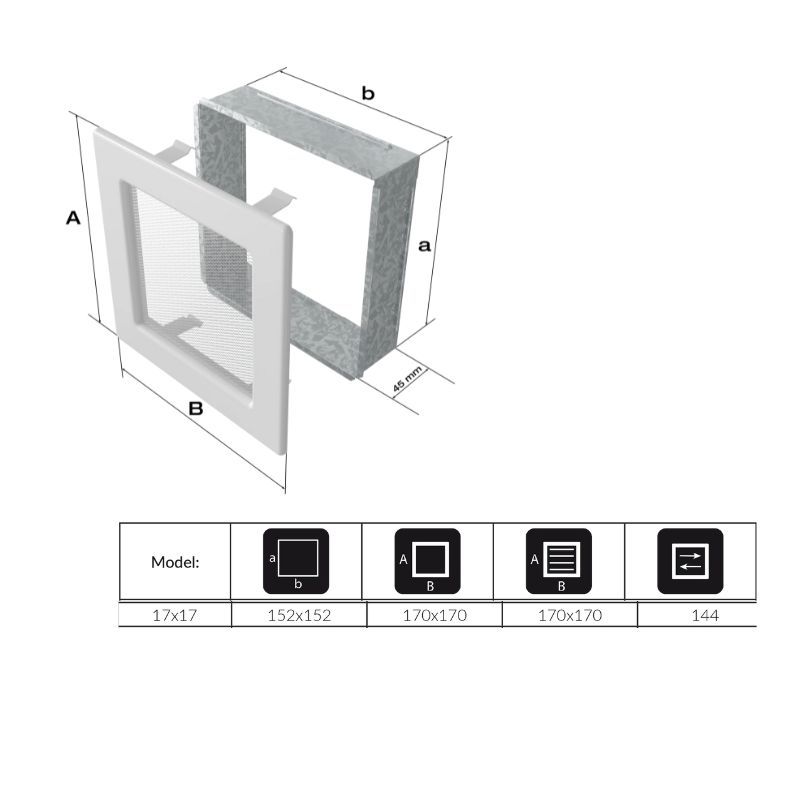 Rejilla Ventilación Cuadrada Con Lamas Blanca 17X17B/FRESH - Envío Gratis