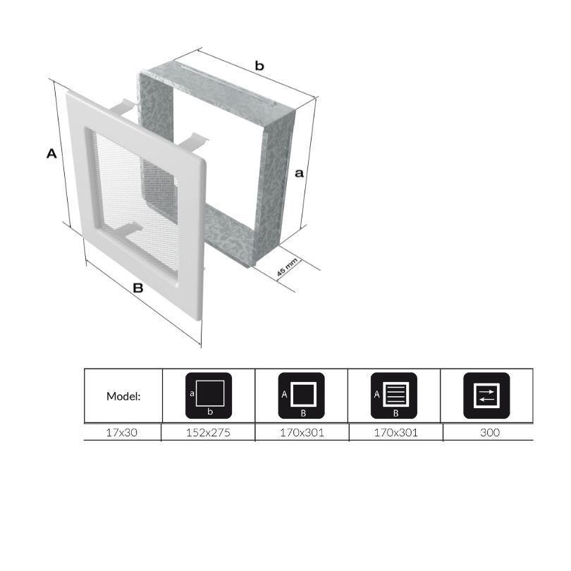 Rejilla Ventilación Rectangular Con Lamas Negra 17X30C/FRESH - Envío Gratis