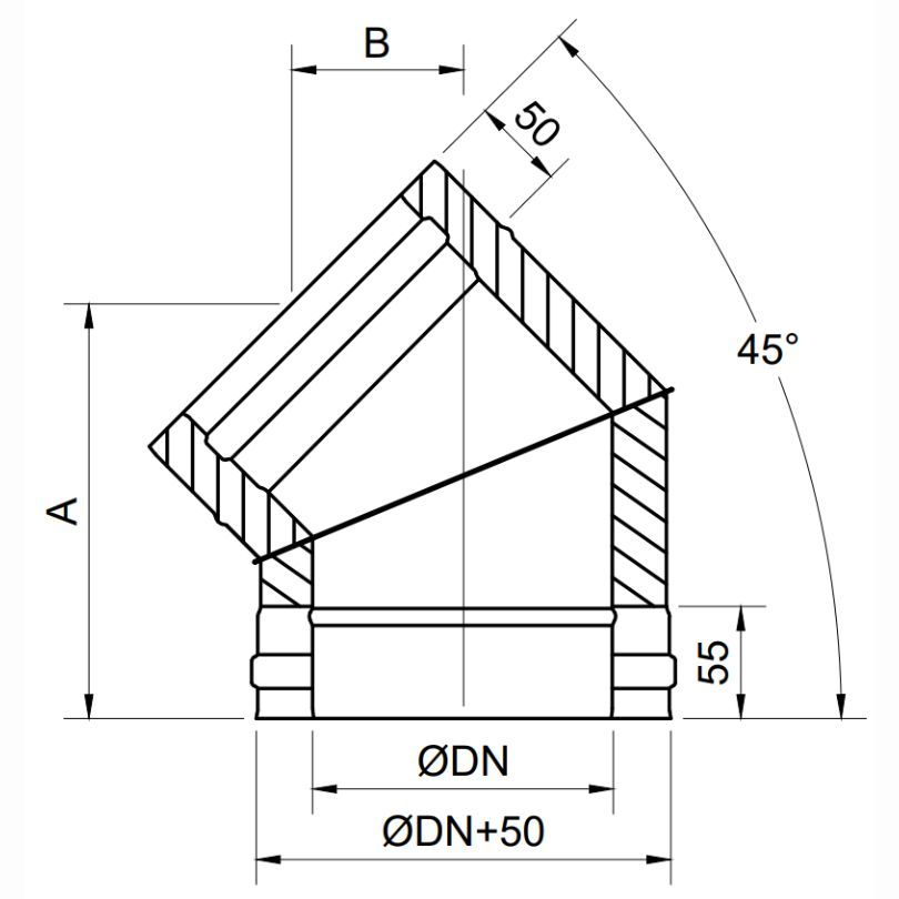 Codo Pared Doble 45º Exoblack DW - Envío Gratis