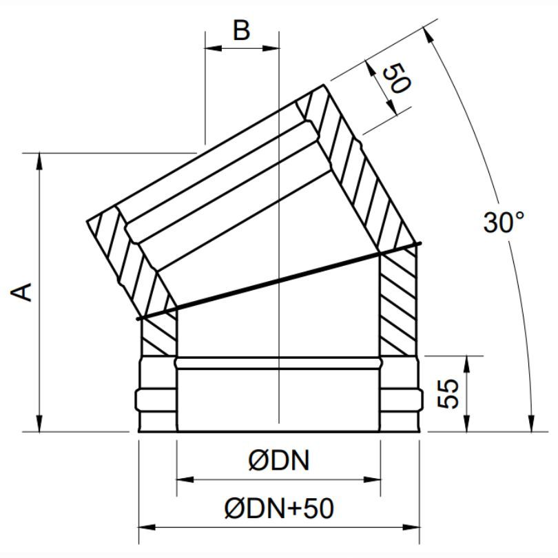 Codo Pared Doble 30º Exoinox DW - Envío Gratis