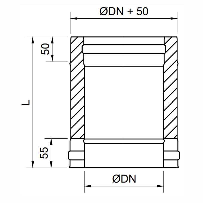 Modulo Recto 250 MM Doble Pared Exoinox DW - Envío Gratis