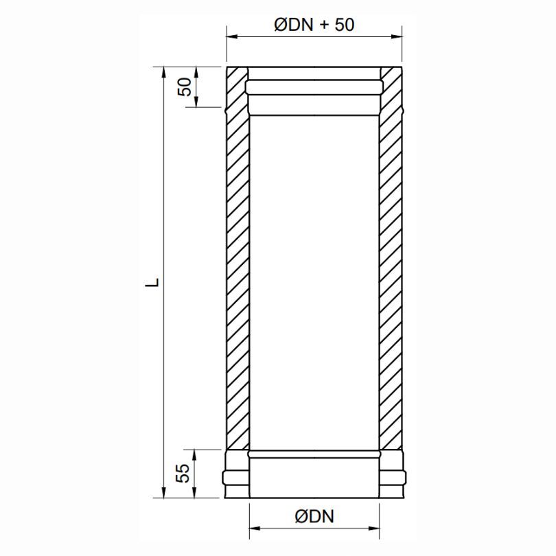 Modulo Recto 1000 MM Doble Pared Exoinox DW - Envío Gratis