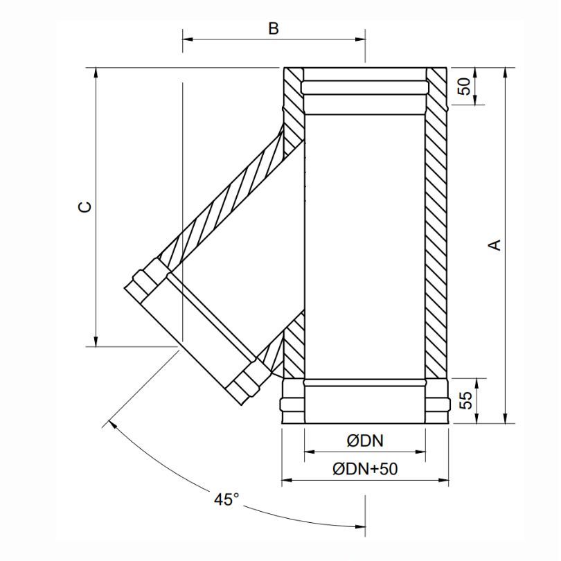 Te A 45º Pared Doble Exoinox DW - Envío Gratis