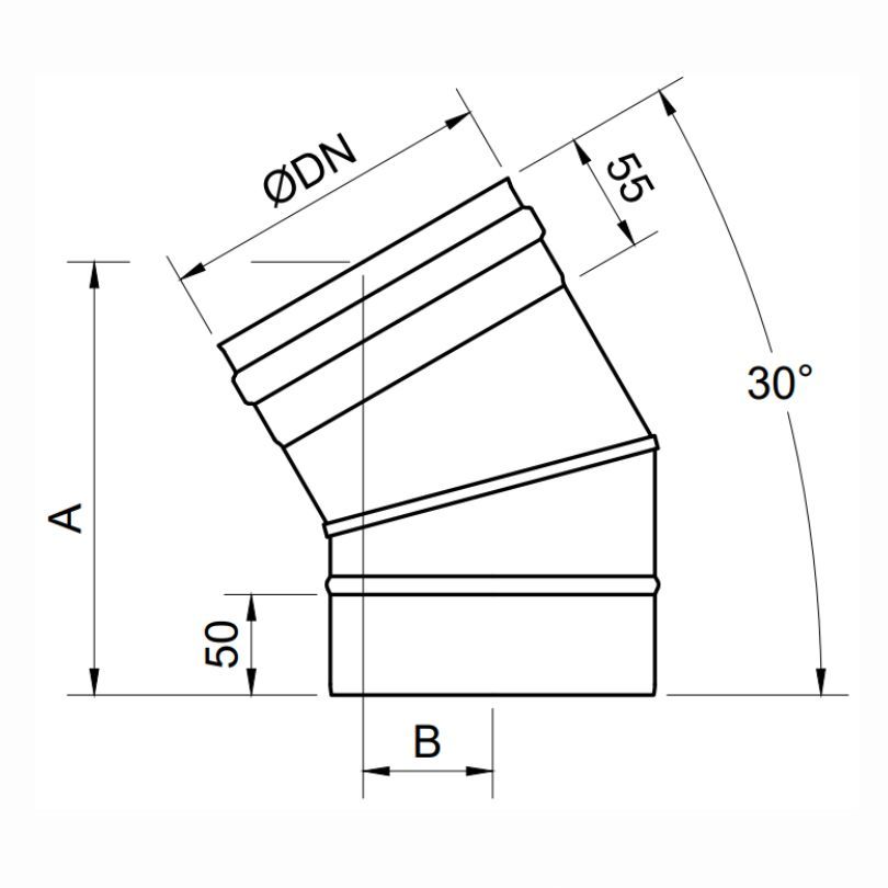 Codo A 30º Pared Simple Exoinox SW 316L - Envío Gratis