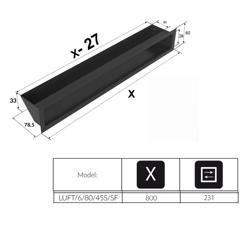 Rejilla Ventilación Panorámica Fireside Slim 60/80