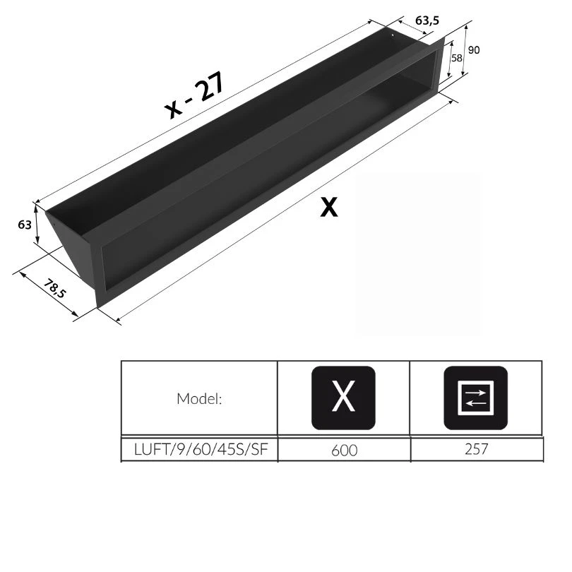 Rejilla Ventilación Panorámica Fireside Slim 90/60