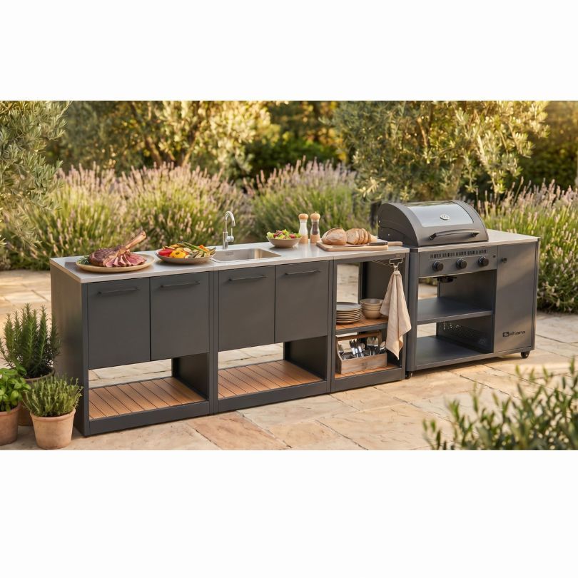 pack cocina modular exterior completa y bbq arke sahara