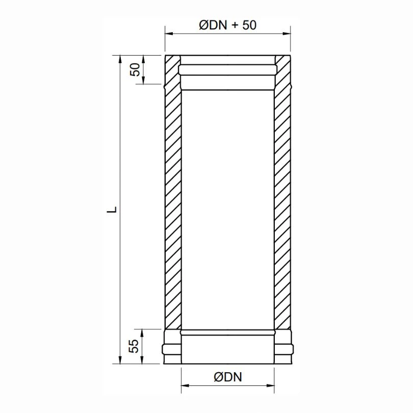 Modulo Recto 500 MM Exoblack DW Doble Pared