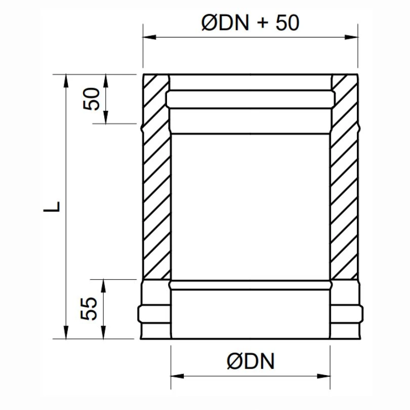 Modulo Recto 250 MM Exoinox DW Doble Pared