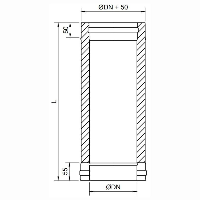 Modelo Recto 500 MM Exoinox DW Doble Pared