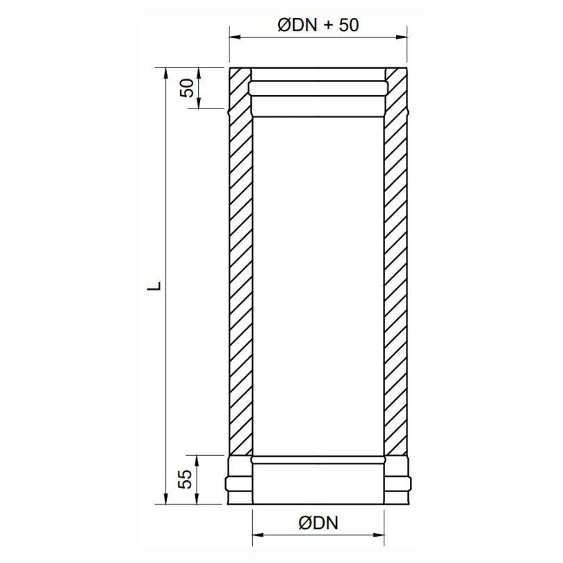 Modulo Recto 1000 MM Exoinox DW Doble Pared