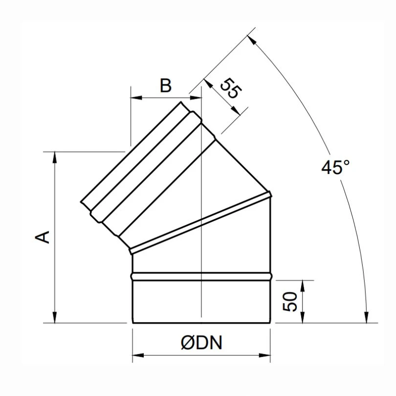 Codo A 45 º Exoinox SW 316L Pared Simple