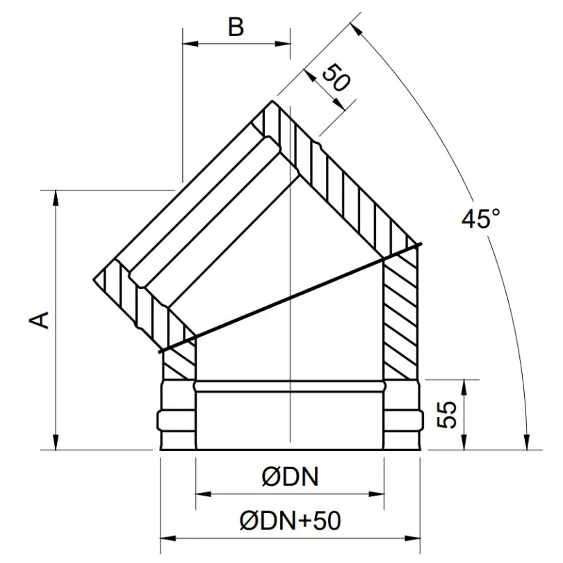Codo A 45 º Exoinox DW Pared Doble
